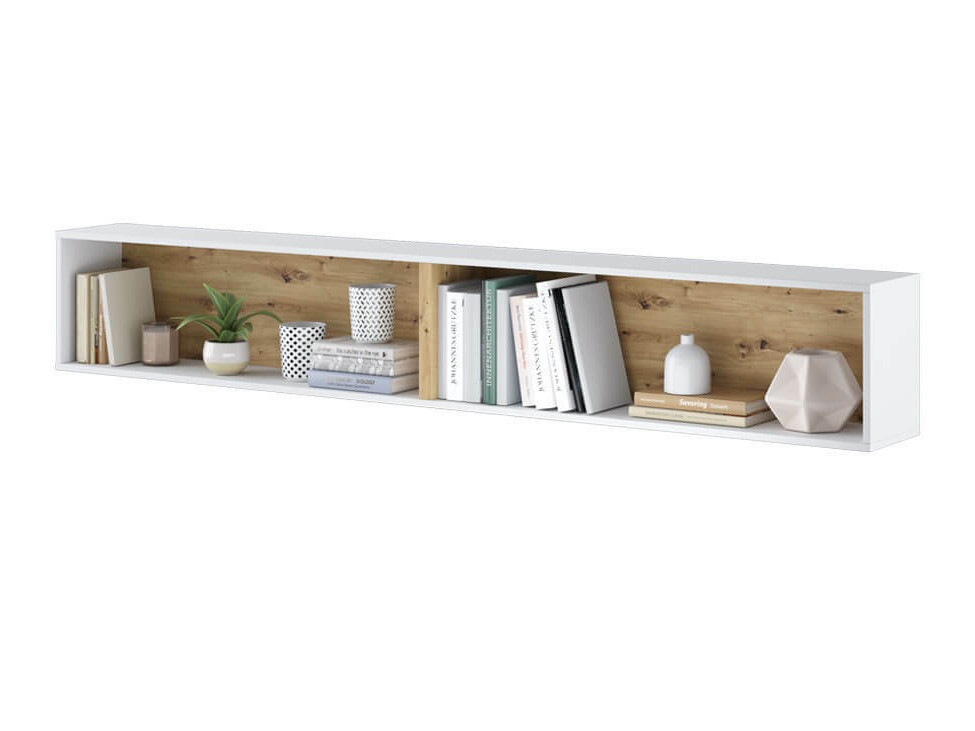 Estante de parede Concept Pro Lenart III (Branco + Carvalho Artisan)