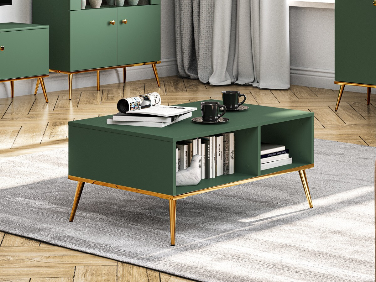Mesa de centro Flonovu 106 (Verde escuro + Dourado)