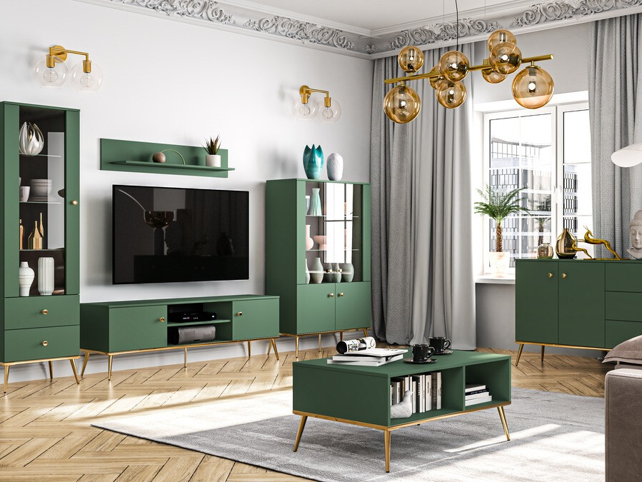 Mesa de centro Flonovu 106 (Verde escuro + Dourado)