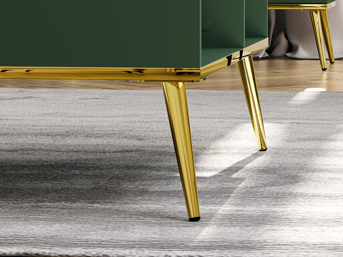 Mesa de centro Flonovu 106 (Verde escuro + Dourado)