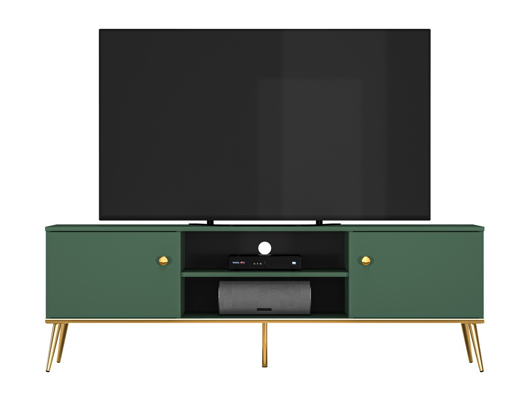 Móvel de TV Flonovu 104 (Verde escuro + Dourado)
