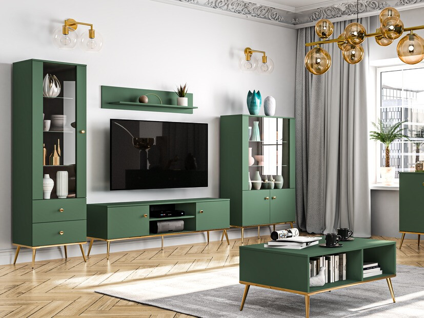 Móvel de TV Flonovu 104 (Verde escuro + Dourado)