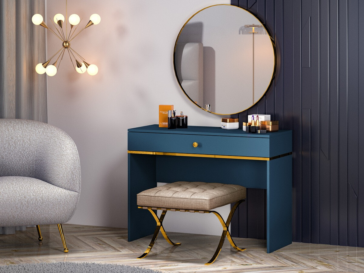 Toucador Flonovu 108 (Azul escuro + Dourado)