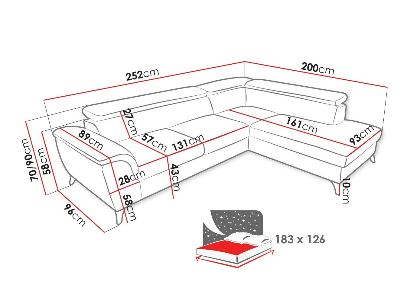 Sofá de canto Lincoln 178 (Zetta 295)
