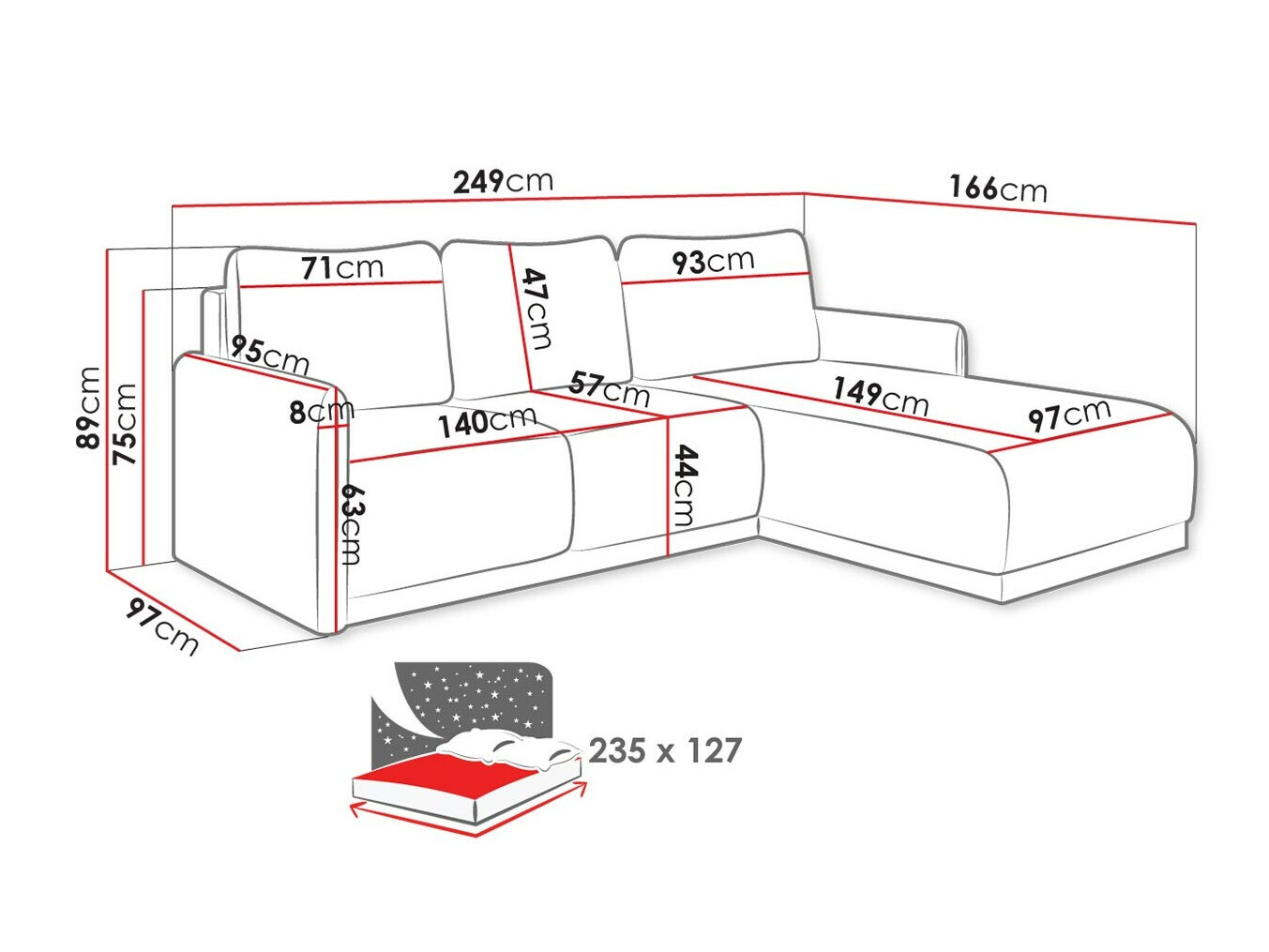 Sofá de canto Lincoln 179 (Barrel 97)