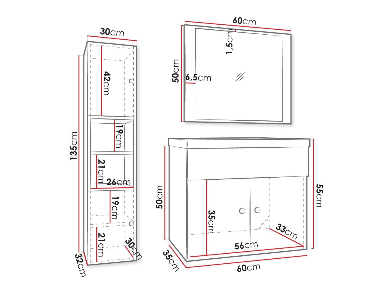 Conjunto para casa de banho Hartford J103 (Branco)