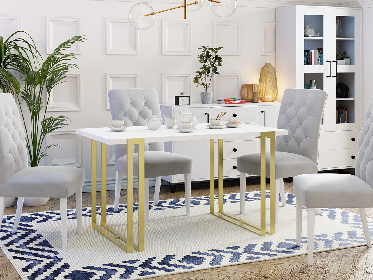 Mesa Comfivo Sors (Branco + Dourado)