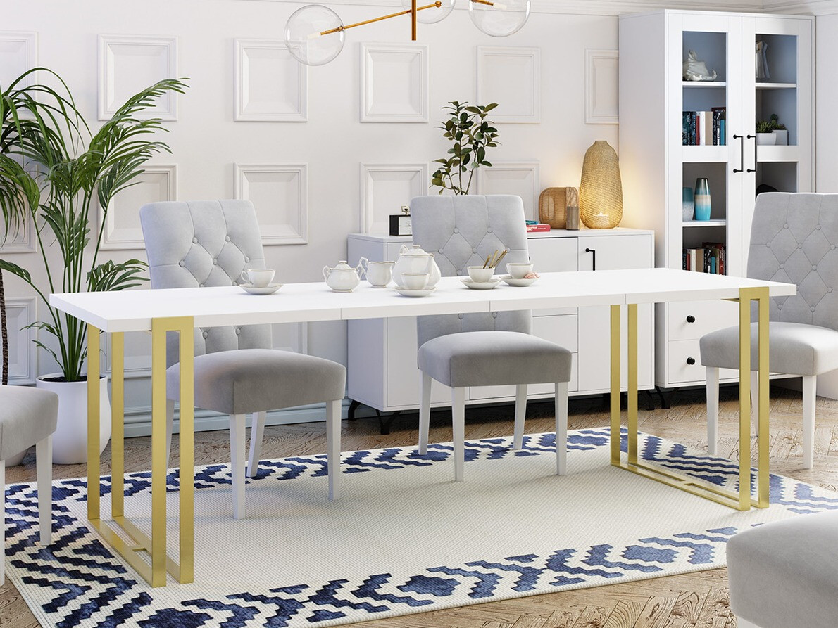 Mesa Comfivo Sors (Branco + Dourado)