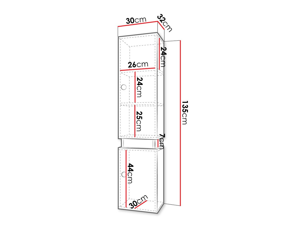 Armário montado na parede para casa de banho Hartford K100 (Branco + Preto)