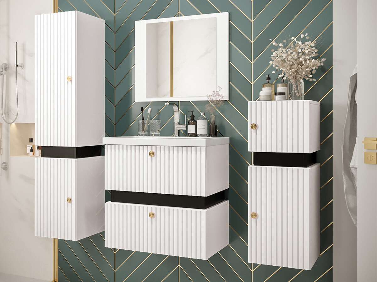 Armário montado na parede para casa de banho Hartford K101 (Branco + Preto)