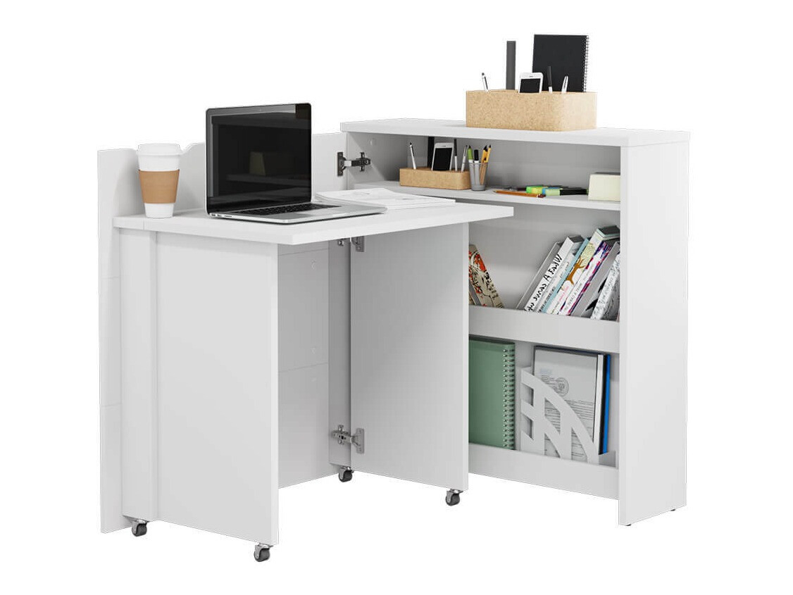 Mesa de escritório para cantos Concept Lenart II (Branco + Branco brilhante)