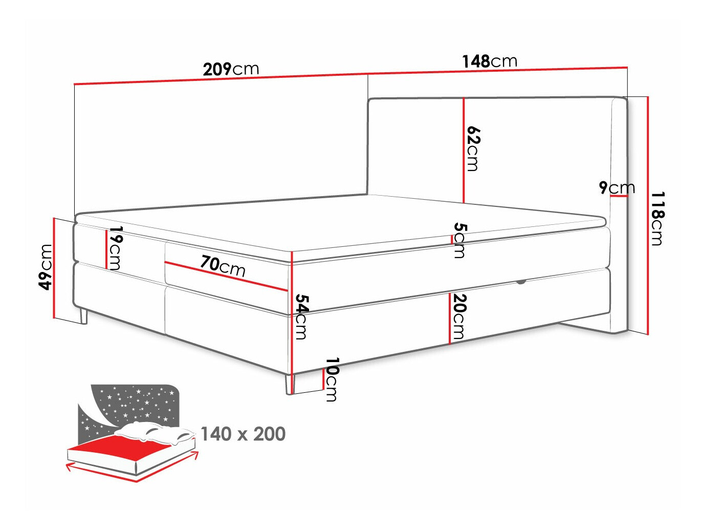 Cama continental ComfiDream Miraara (Poso 100 + Paros 01)