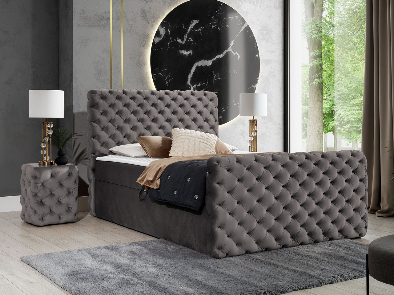 Cama continental Baltimore 186 (Velluto 17)