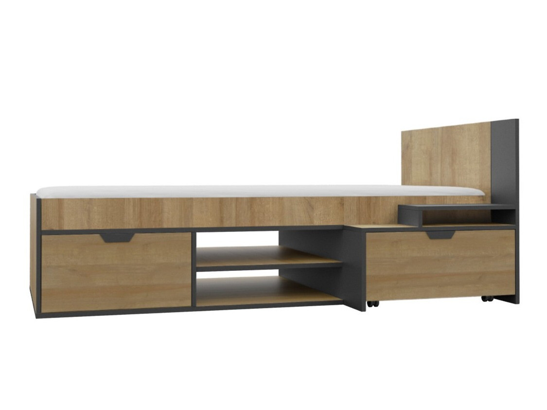 Cama Tenmele 112 (Grafite + Riviera carvalho)