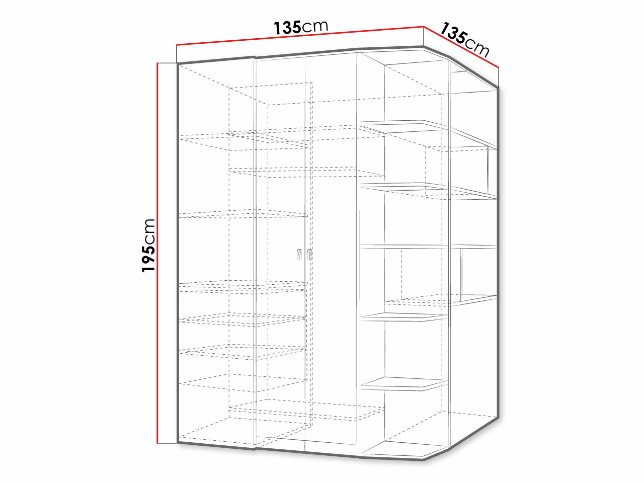 Roupeiro de canto Omaha F129 (Grafite + Cinzento)
