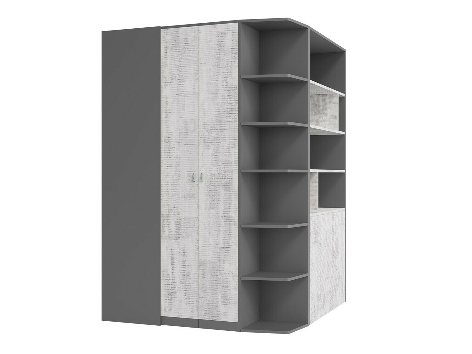 Roupeiro de canto Omaha F129 (Grafite + Cinzento)