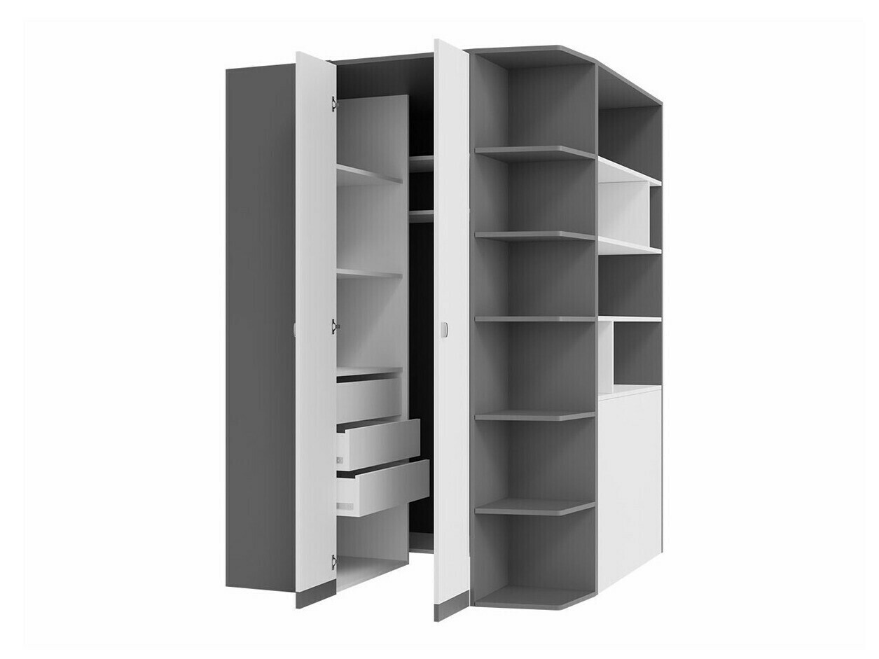 Roupeiro de canto Omaha F129 (Grafite + Cinzento)