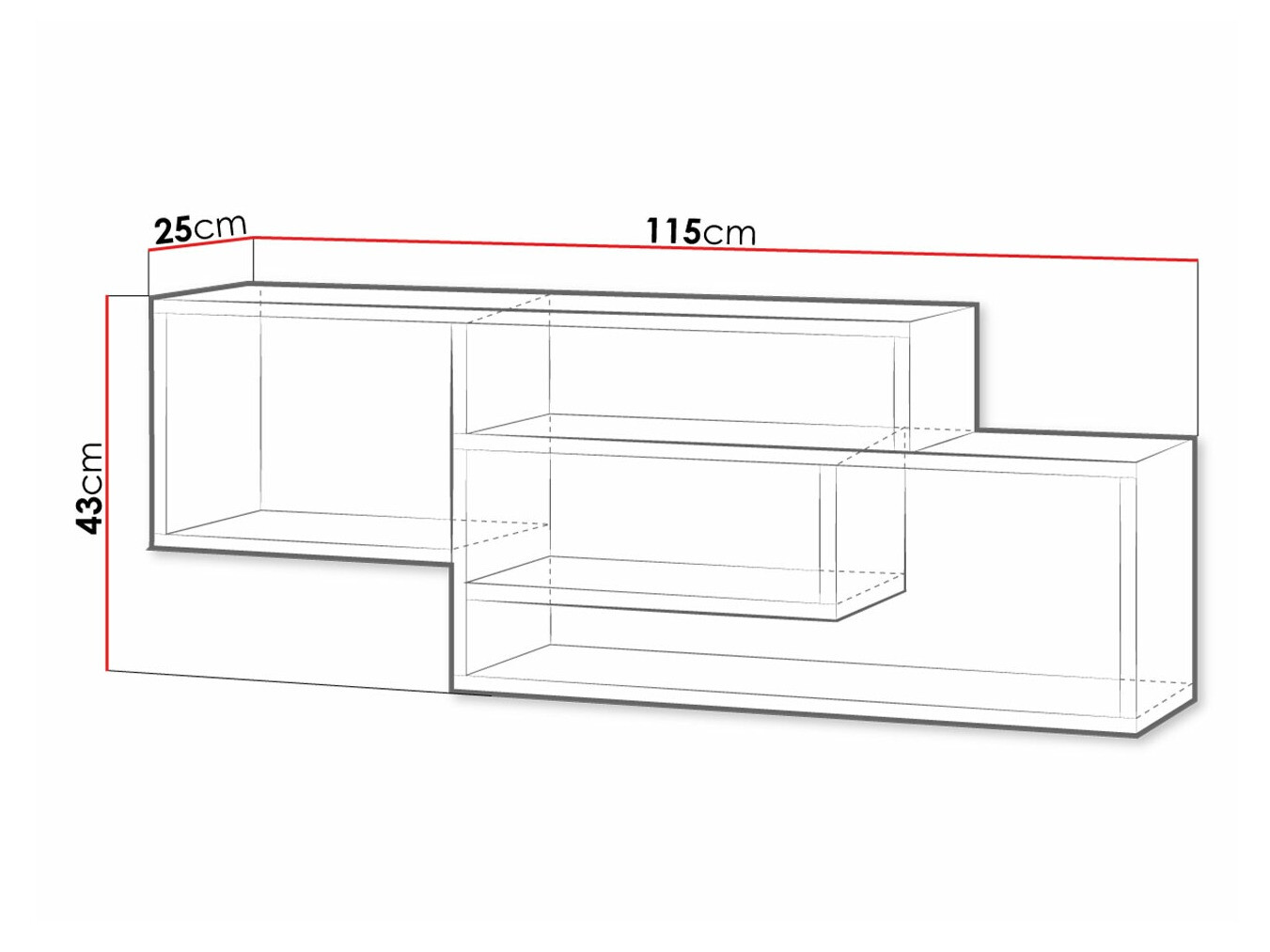 Estante de parede Omaha F121 (Grafite + Cinzento)