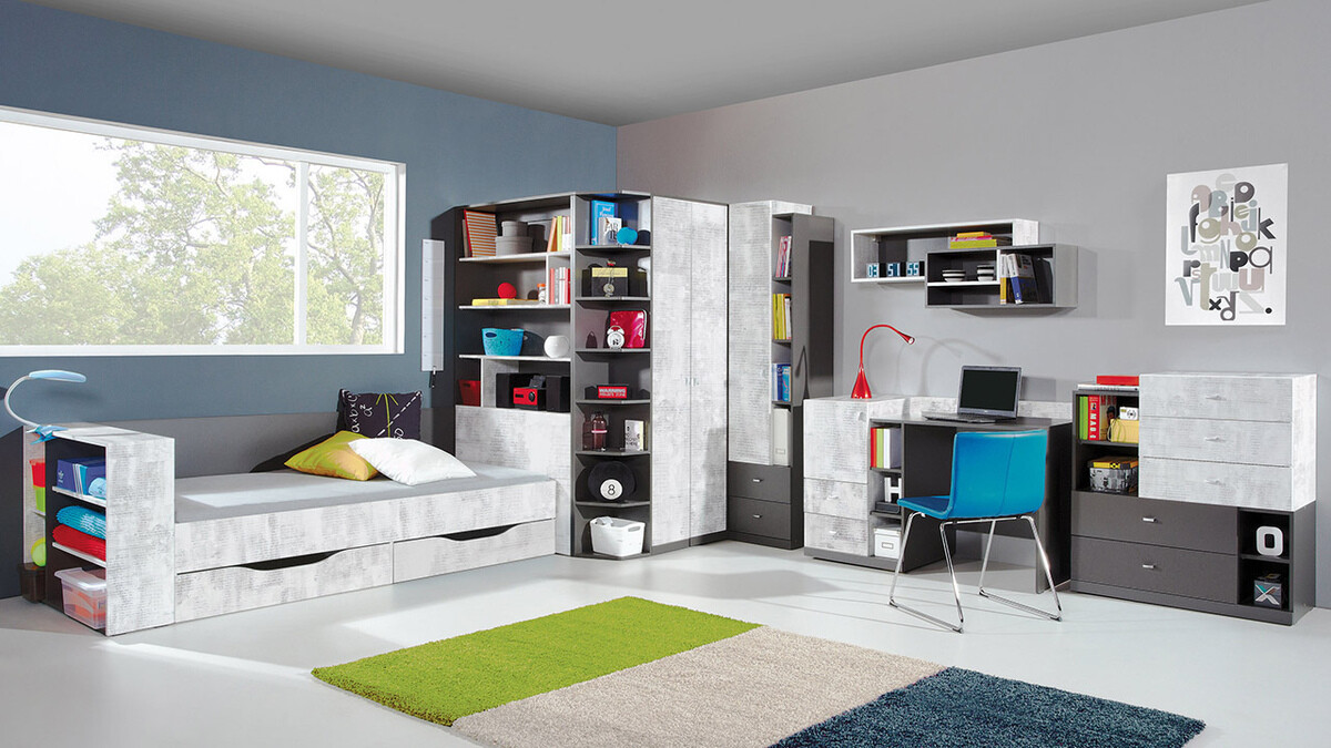 Estante de parede Omaha F121 (Grafite + Cinzento)