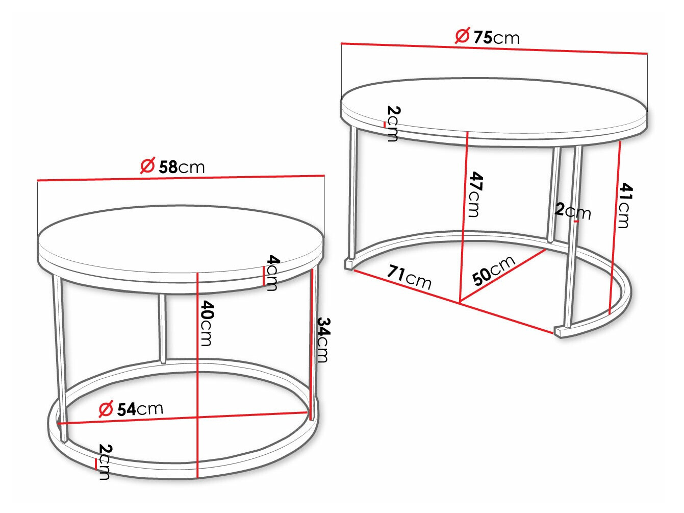 Conjunto de mesa de centro Oswego 103 (Craft carvalho + Preto)
