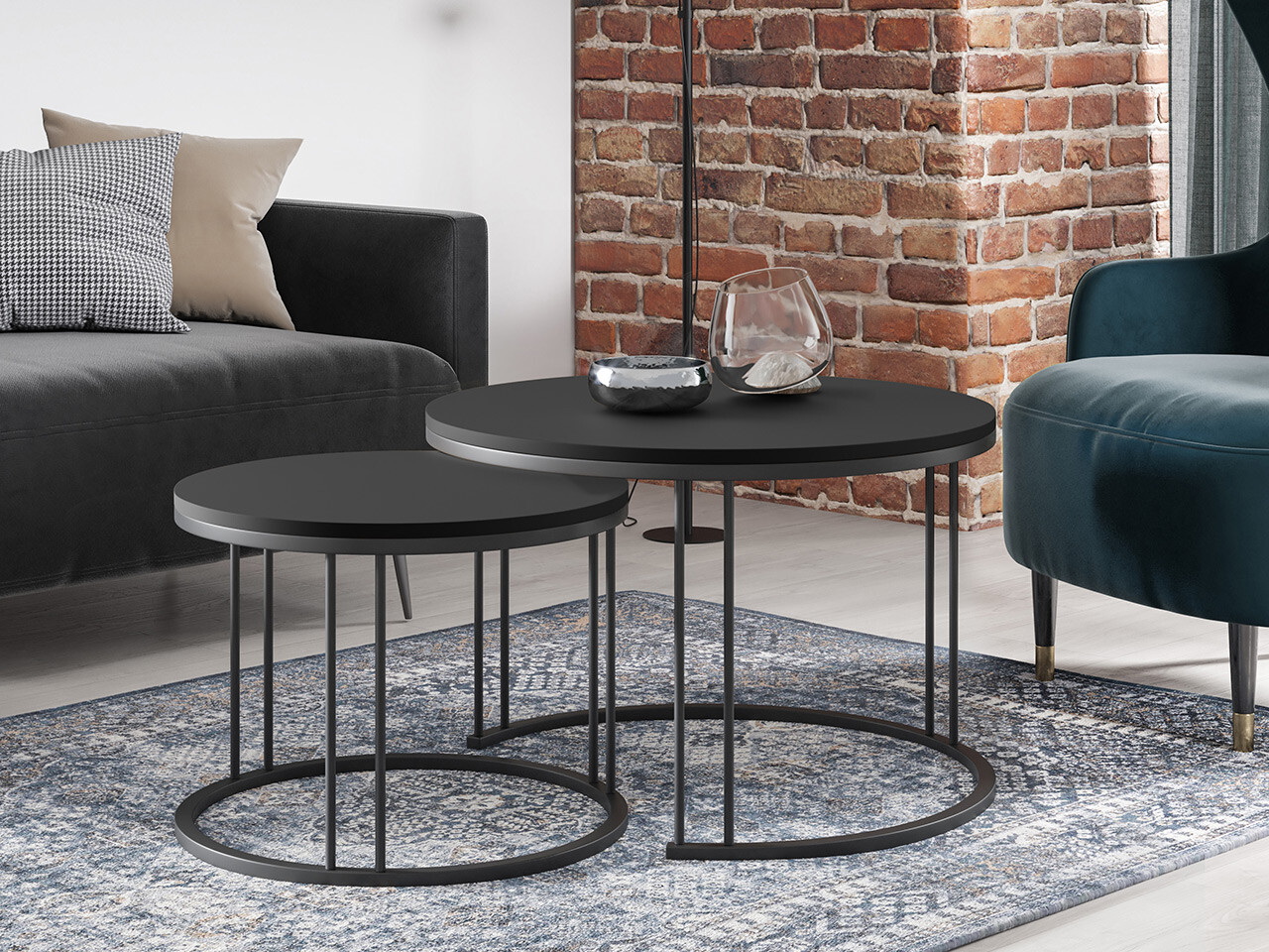 Conjunto de mesa de centro Oswego 105 (Preto)