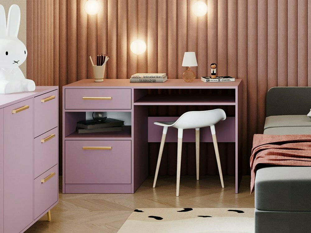 Mesa de escritório Dortivu 117 (Roxo + Dourado)