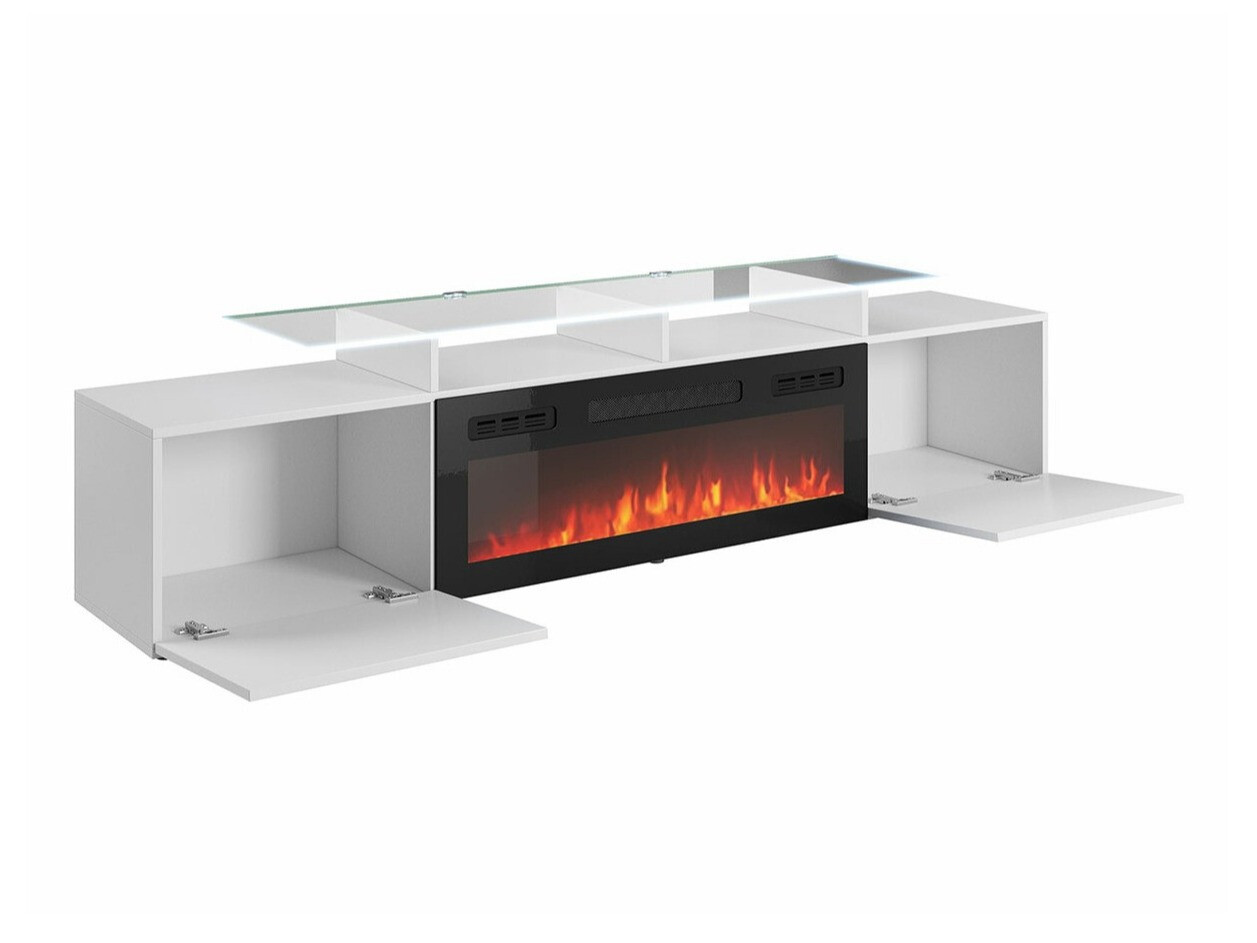 Móvel de TV Charlotte 155 (Branco + Branco brilhante)