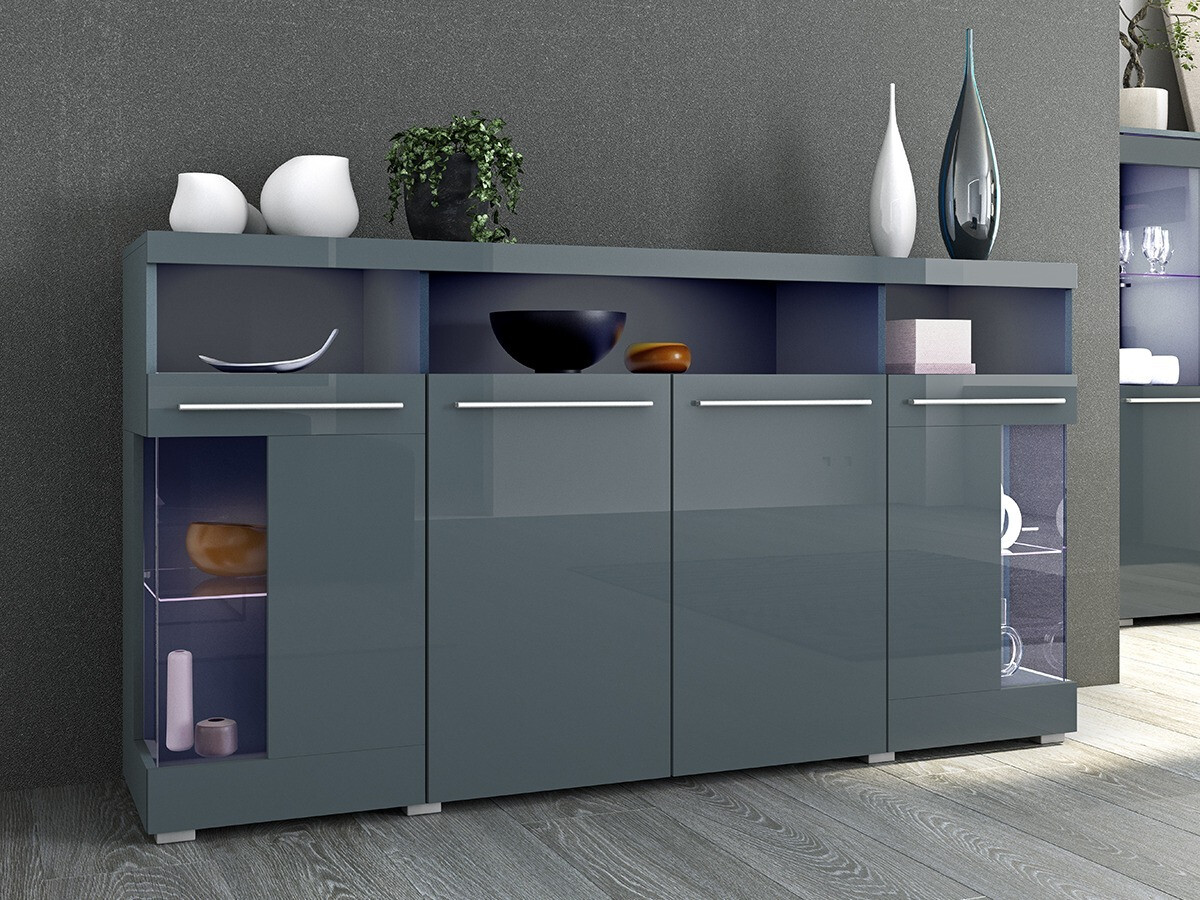 Aparador Torvire 113 (Cinzento + Cinzento brilhante)