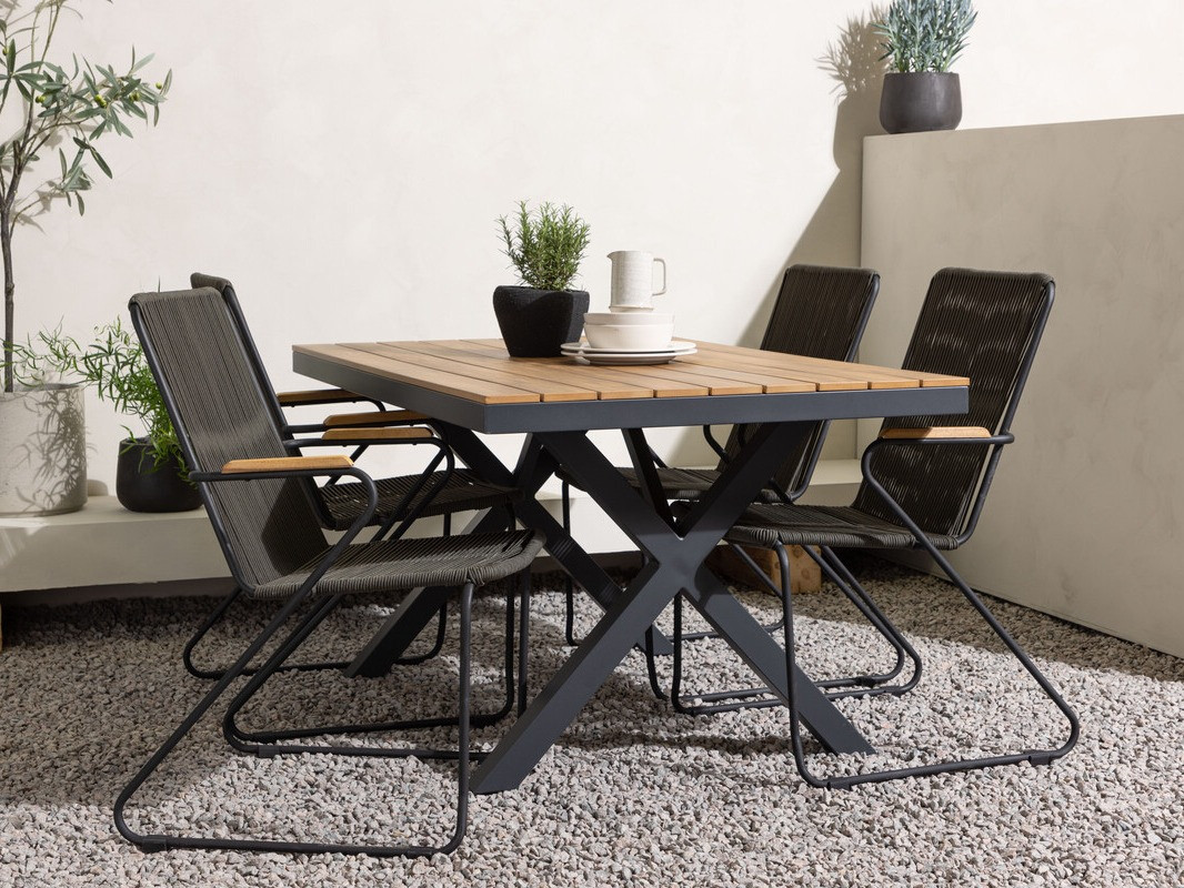 Conjunto de mesa e cadeiras Dallas 3913 (Preto + Cinzento escuro)