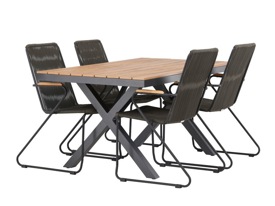 Conjunto de mesa e cadeiras Dallas 3913 (Preto + Cinzento escuro)