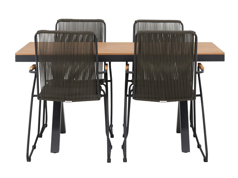 Conjunto de mesa e cadeiras Dallas 3913 (Preto + Cinzento escuro)