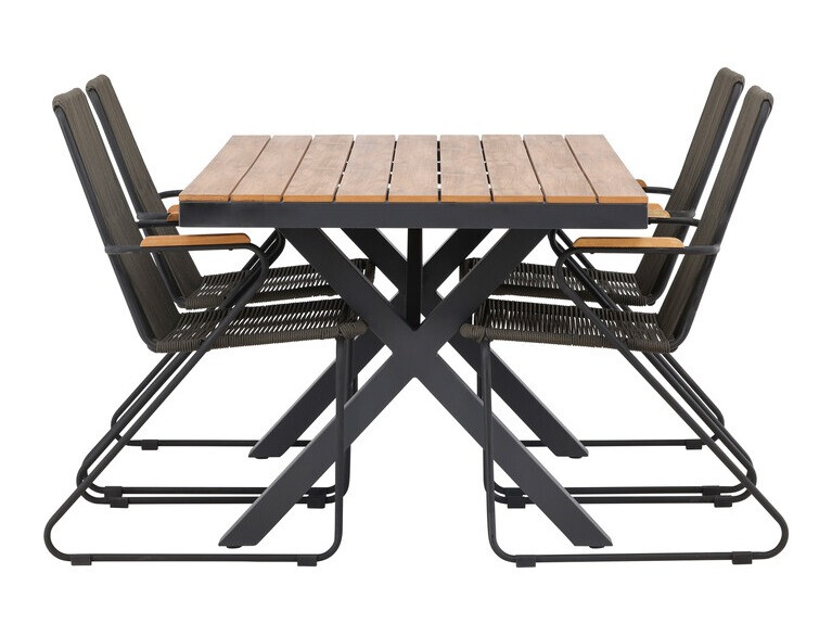 Conjunto de mesa e cadeiras Dallas 3913 (Preto + Cinzento escuro)