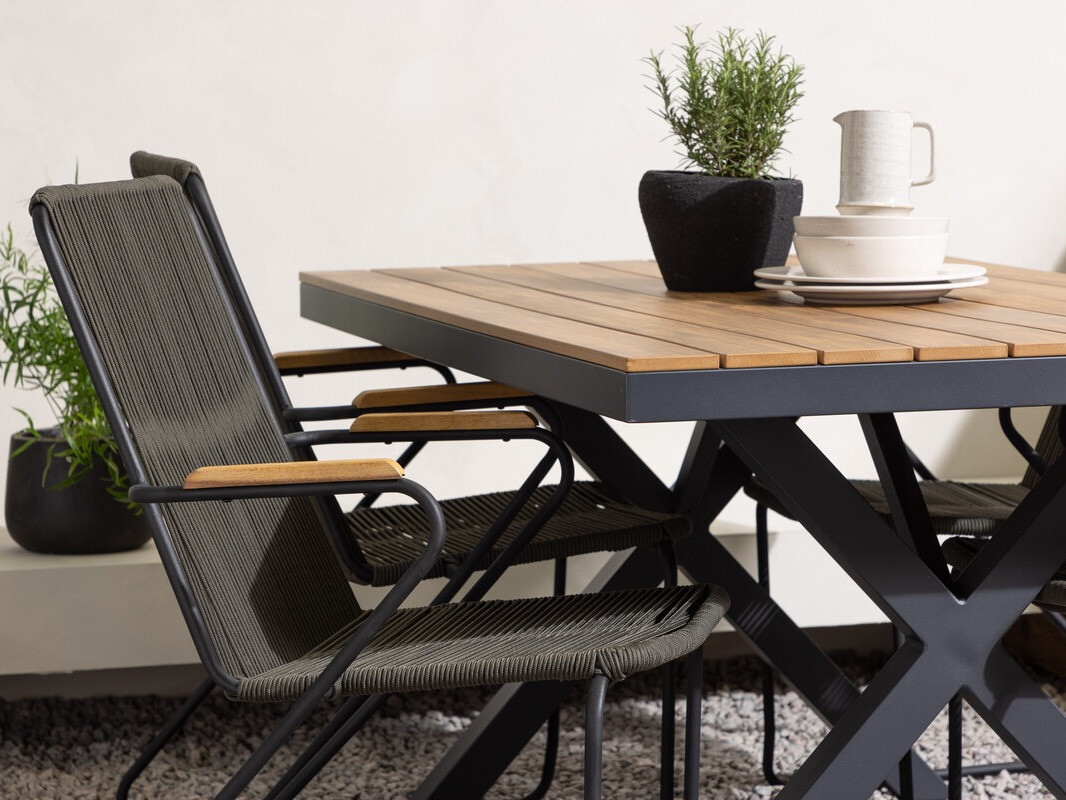 Conjunto de mesa e cadeiras Dallas 3913 (Preto + Cinzento escuro)