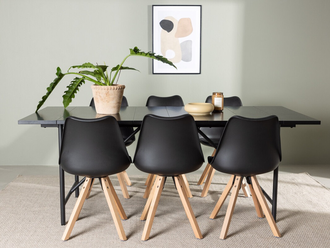 Conjunto para refeições Dallas 3965 (Preto + Madeira clara)