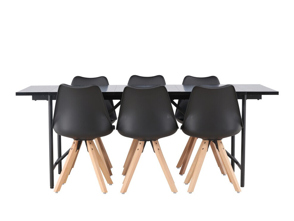 Conjunto para refeições Dallas 3965 (Preto + Madeira clara)