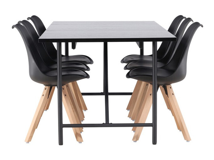 Conjunto para refeições Dallas 3965 (Preto + Madeira clara)