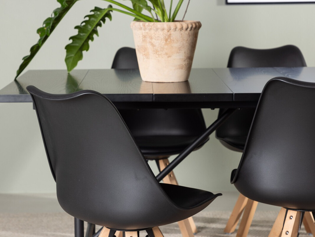 Conjunto para refeições Dallas 3965 (Preto + Madeira clara)