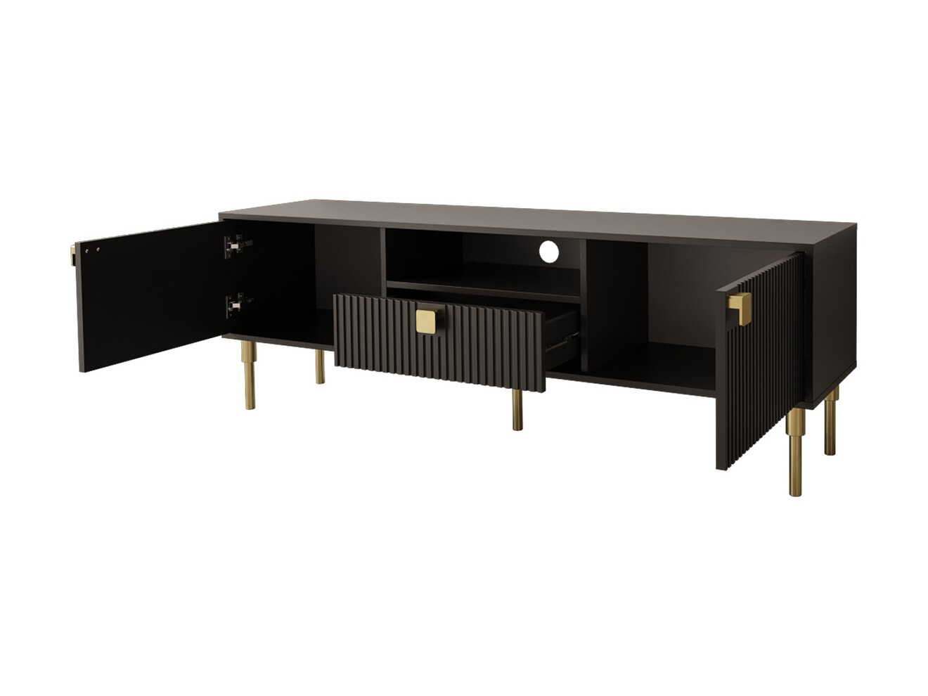 Conjunto para sala de estar Merced 123 (Preto + Dourado)