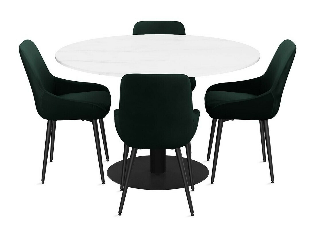 Conjunto para refeições Chicago 1922 (Marmore branco + Preto)