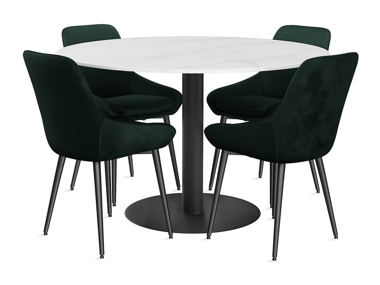 Conjunto para refeições Chicago 1922 (Marmore branco + Preto)