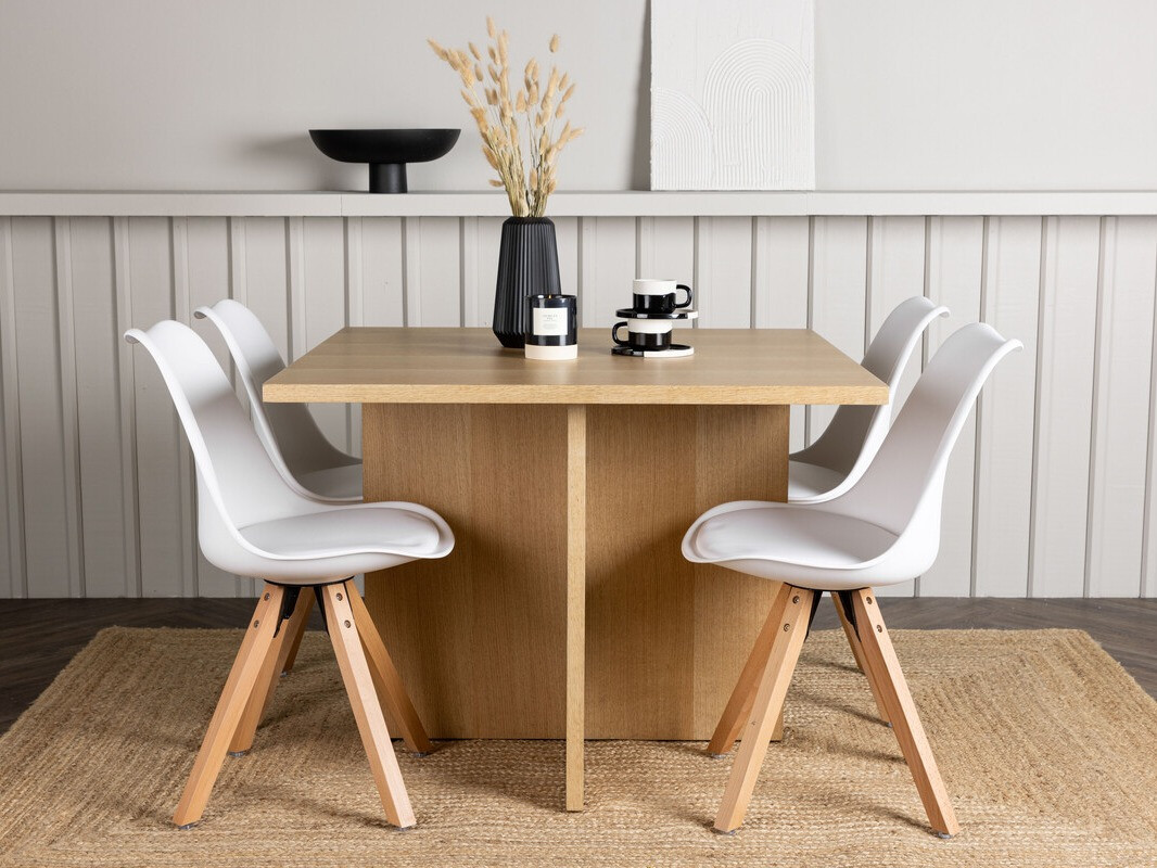 Conjunto para refeições Dallas 4001 (Branco + Madeira clara)