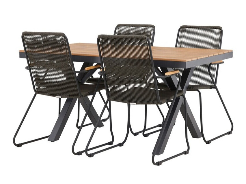 Conjunto de mesa e cadeiras Dallas 3913 (Preto + Cinzento escuro)