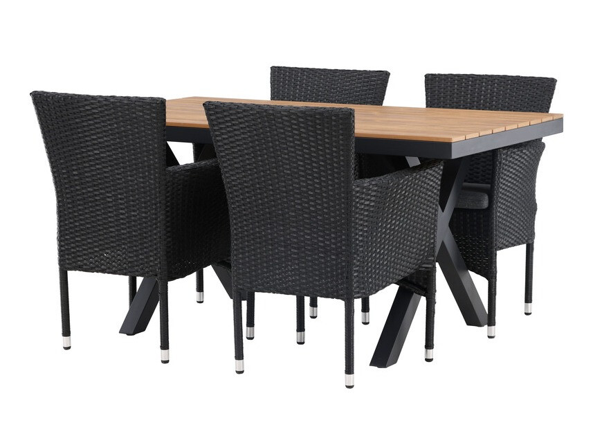 Conjunto de mesa e cadeiras Dallas 4034 (Preto + Cinzento)