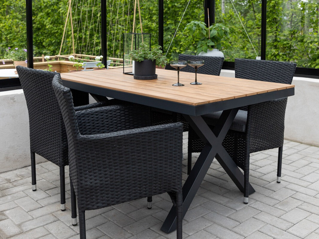 Conjunto de mesa e cadeiras Dallas 4034 (Preto + Cinzento)