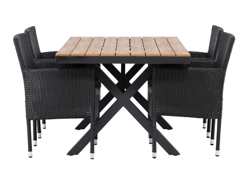 Conjunto de mesa e cadeiras Dallas 4034 (Preto + Cinzento)