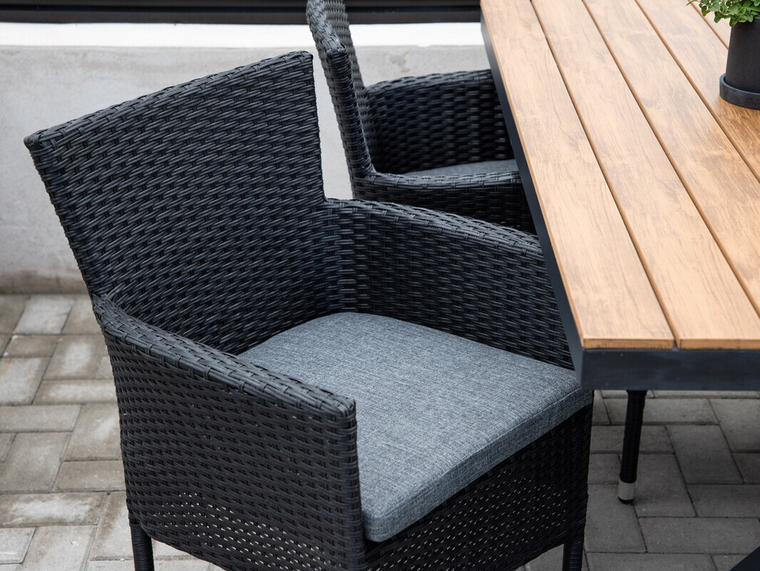 Conjunto de mesa e cadeiras Dallas 4034 (Preto + Cinzento)