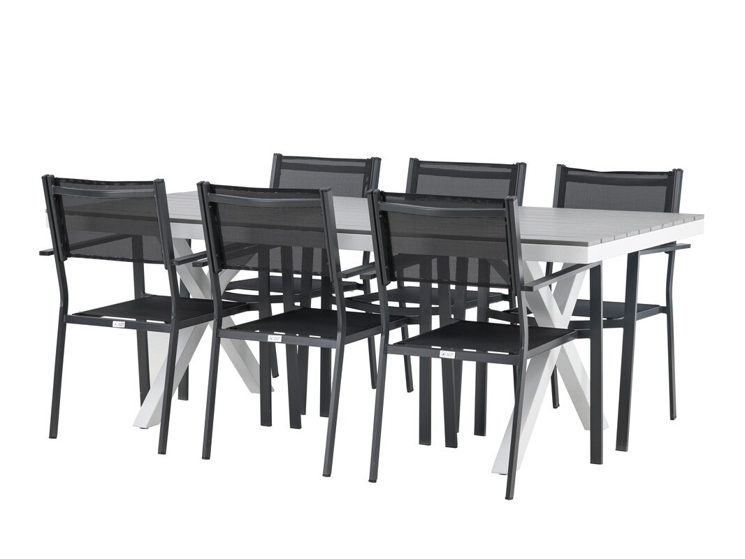 Conjunto de mesa e cadeiras Dallas 4037 (Cinzento + Branco)