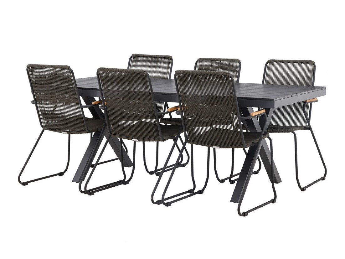 Conjunto de mesa e cadeiras Dallas 4038 (Cinzento escuro + Preto)