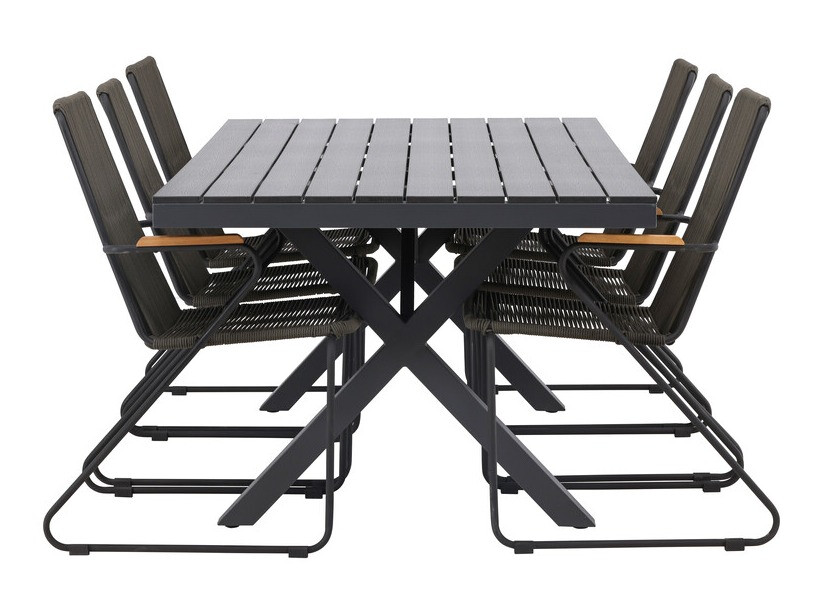 Conjunto de mesa e cadeiras Dallas 4038 (Cinzento escuro + Preto)