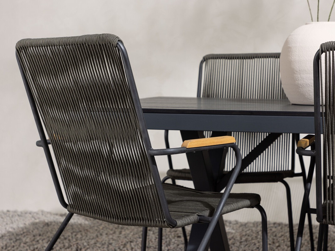 Conjunto de mesa e cadeiras Dallas 4038 (Cinzento escuro + Preto)